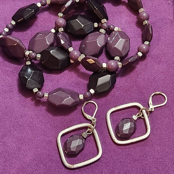 🩵Premier "Grapevine" Purple Set of 3 Bracelets - Picture 8 of 9